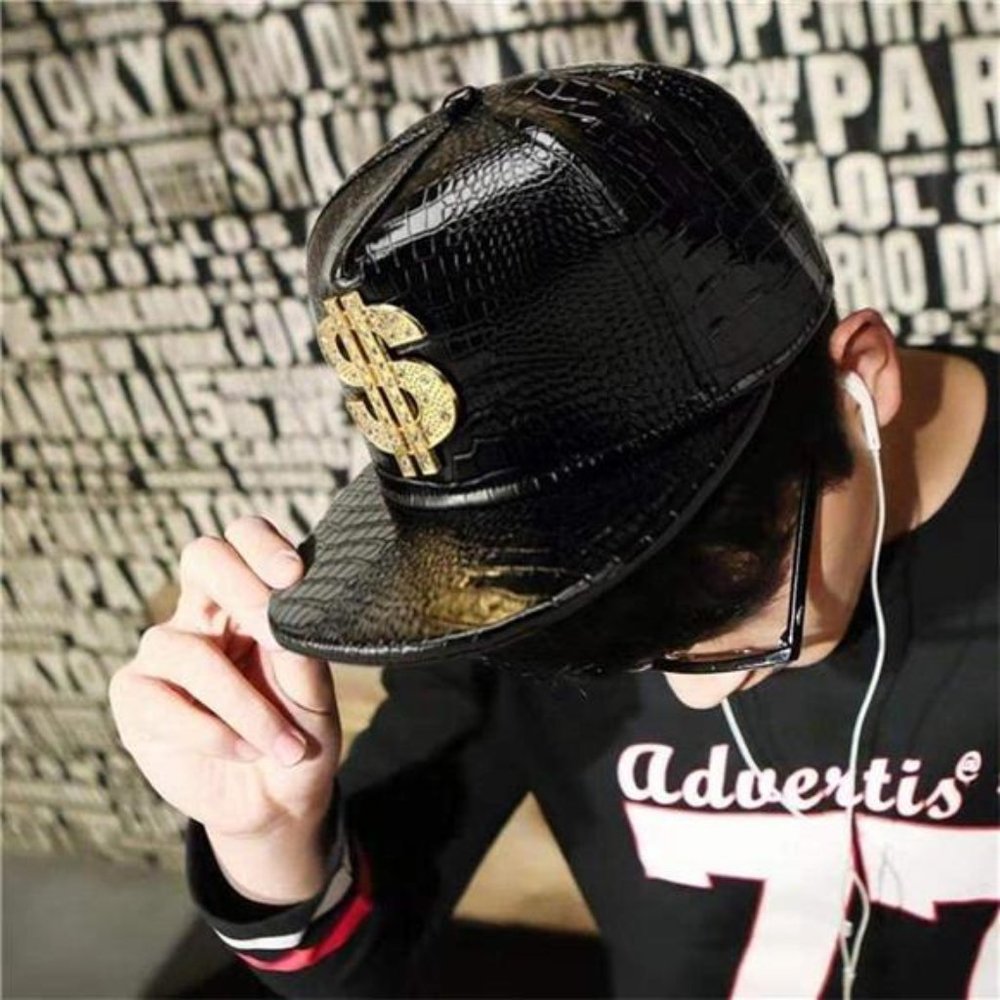 Hip Hop Hat, Dollar Flat-Brimmed Hat, Rock Cap, Men Luxury Hat - Picture 4 of 4